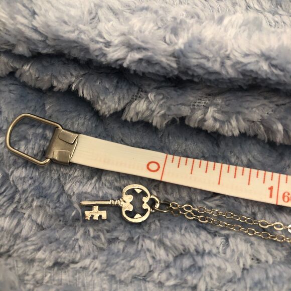 Tiny Key Pendant Silver Necklace - Picture 3 of 10